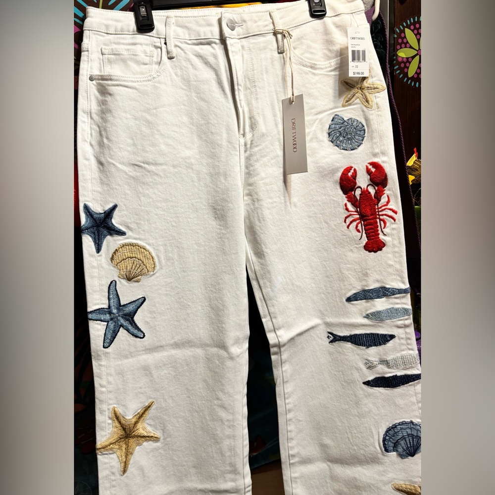 DRIFTWOOD White Pants with Nautical Embroidery - Picture 2 of 10